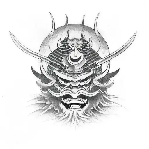 Devil with Samurai Mask tattoo design idea