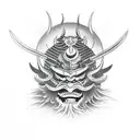 Devil with Samurai Mask tattoo design idea