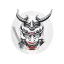 Devil with Samurai Mask tattoo design idea