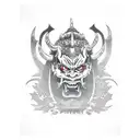Devil with Samurai Mask tattoo design idea
