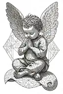 baby angel praying with payaso face made tattoo design idea