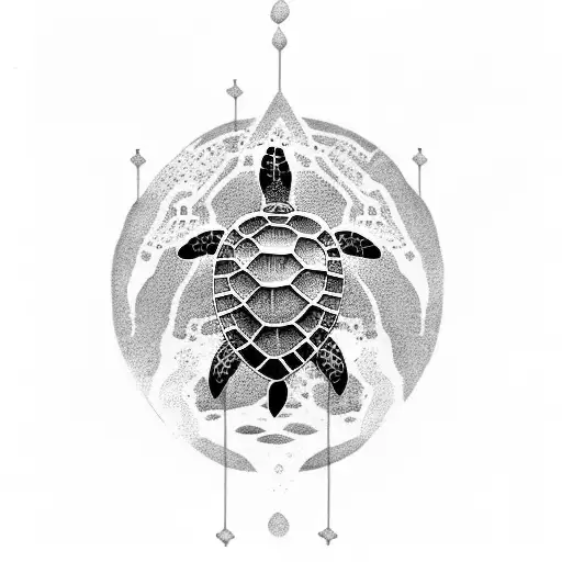 sea turtle with footprints on sand tattoo design idea