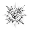 Mountain , sea , sun , compass tattoo design idea