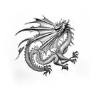 Dragon spitting Fire with a Knight in Front tattoo design idea