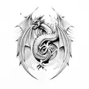 Dragon spitting Fire with a Knight in Front tattoo design idea