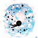 big moon in the background with stars and a floating astronaut tattoo design idea