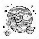 big moon in the background with stars and a floating astronaut tattoo design idea