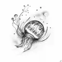 Moon,Jellyfish tattoo design idea