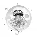 Moon,Jellyfish tattoo design idea