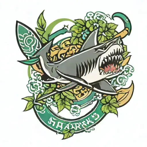sharks shamrocks hockey tattoo design idea