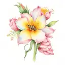 carnation, carnation, narcissus, poppy, bee, music notes  tattoo design idea