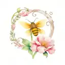carnation, carnation, narcissus, poppy, bee, music notes  tattoo design idea