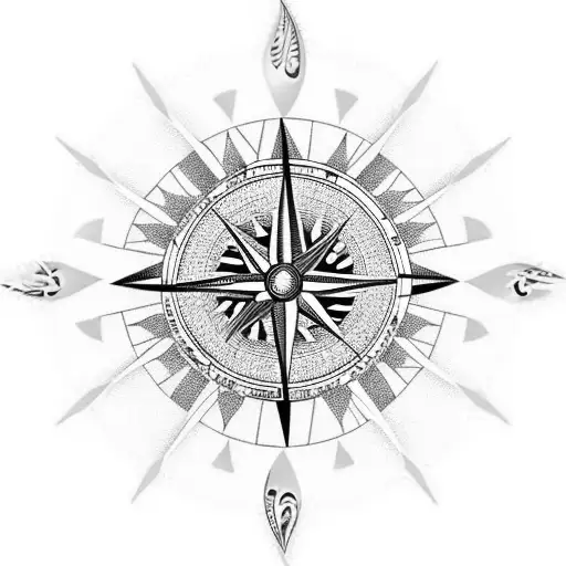 wisteria, compass and bingo dabber tattoo design idea