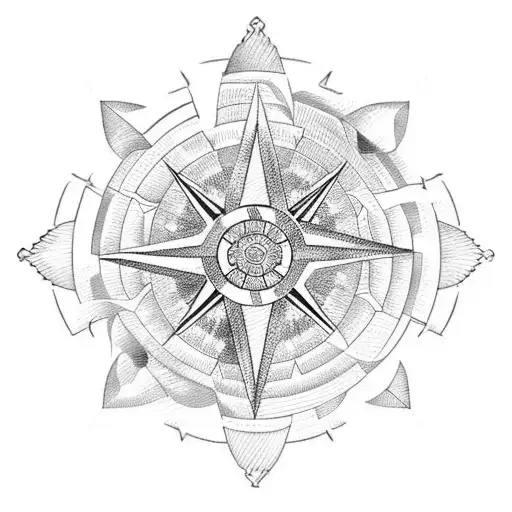 wisteria, compass and bingo card tattoo design idea