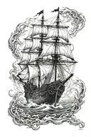 ghostly Pirate Ship tattoo design idea