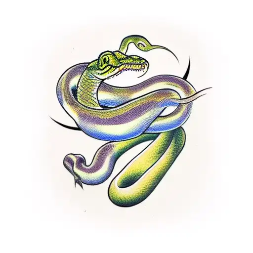 Snake killed by dagger tattoo design idea
