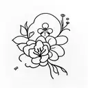 "How about a tiny heart outline with a delicate flower inside, inked on the side of your hand?" tattoo design idea