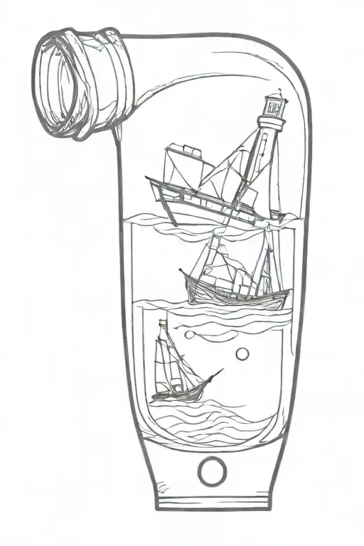 ship in a bottle of Abrau Durso champagne tattoo design idea