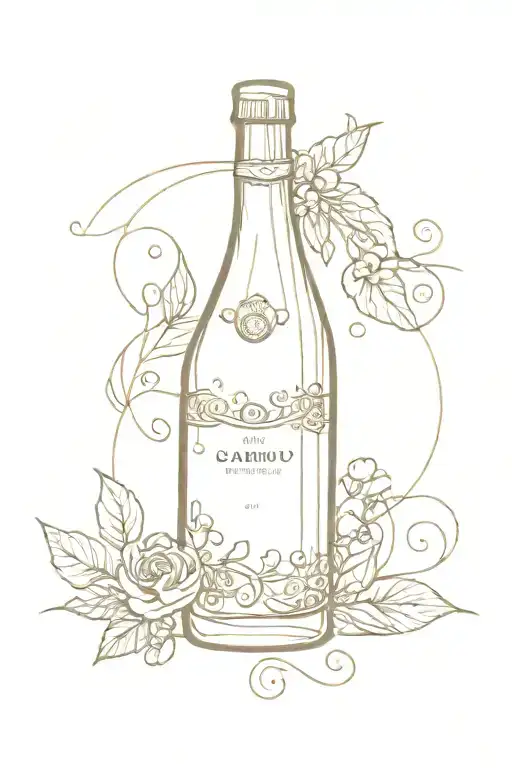bottle of champagne Abrau Durso tattoo design idea