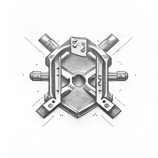 A mechanic wrench with G59 logo embedded in it tattoo design idea