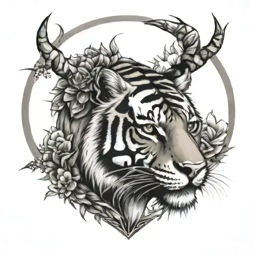 tiger and Taurus aestetic full arm tattoo design idea
