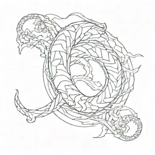 infinity with the letter R and C with scorpion kintsugi designer tattoo design idea