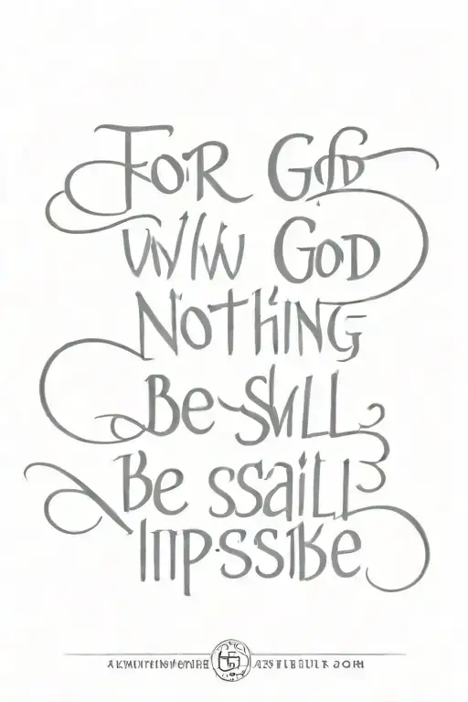 bible verse "For with god, nothing shall be impossible" tattoo design idea