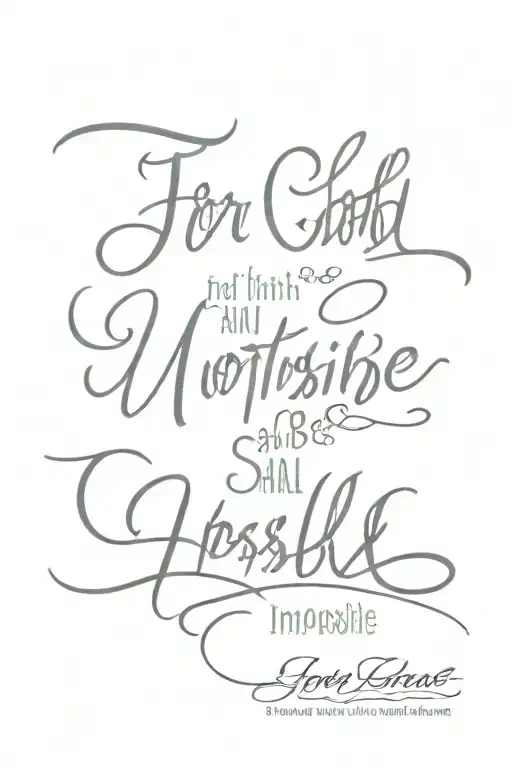 bible verse "For with god, nothing shall be impossible" tattoo design idea