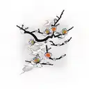 ichigo ichie in calligraphy with cherry blossom tree sleeve tattoo design idea