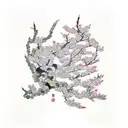 ichigo ichie in calligraphy with cherry blossom tree sleeve tattoo design idea