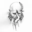 A quote from Hippocrates wrapped around a feather quill tattoo design idea