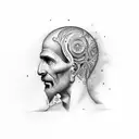 A quote from Hippocrates wrapped around a feather quill tattoo design idea