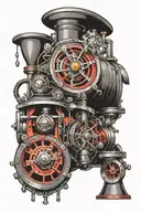steam engine tattoo design idea