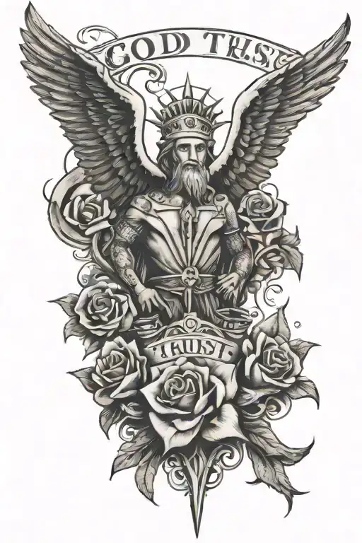 in god we trust tattoo design idea