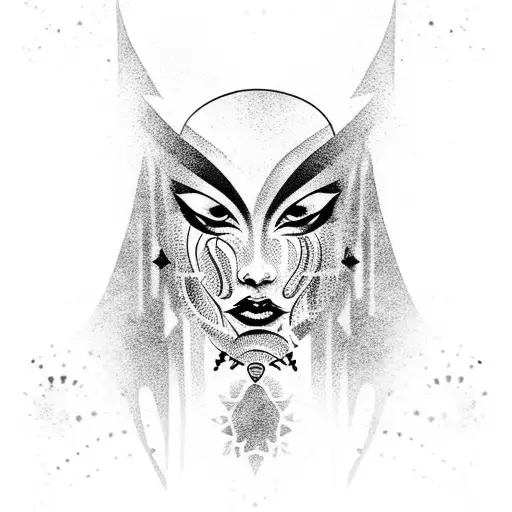 ancient dark witch tattoo design idea