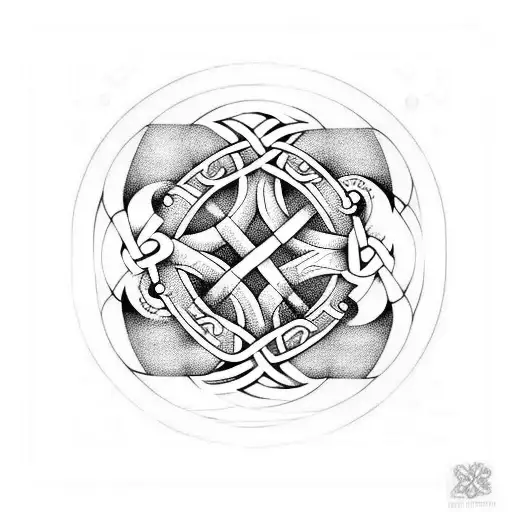 Irish Harp with celtic knots and ocean waveswaves tattoo design idea