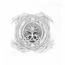 Palm Tree with celtic knots and ocean waves tattoo design idea