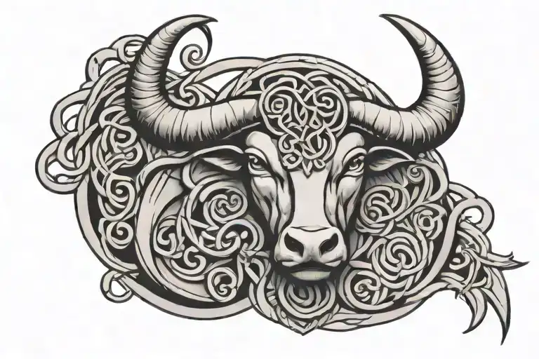 celtic arm band with taurus zodiac sign 17-04-2018, 05-08-2020 and 12-02-2024 tattoo design idea