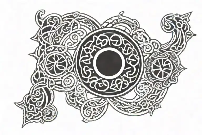 celtic arm band with taurus zodiac sign and dates 17-04-2018, 05-08-2020 and 12-02-2024 around the forearm tattoo design idea