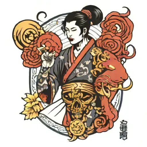 tarot card strength tattoo design idea