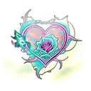 rose hearts flowers turquoise pink title fish sea stars tattoo design idea