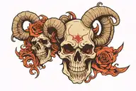 aries skull horror tattoo design idea