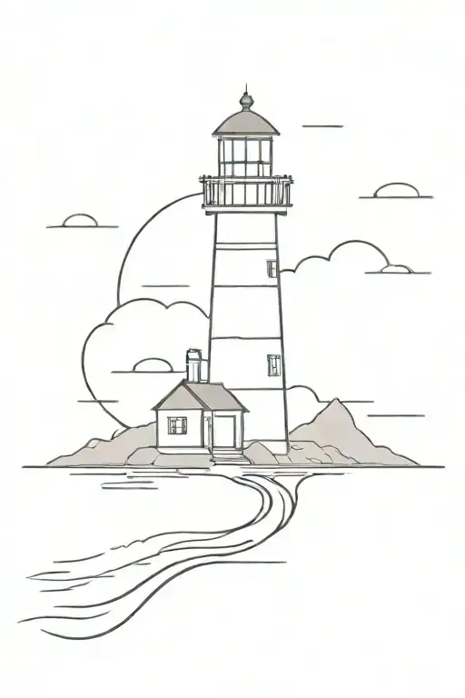 lighthouse and sea tattoo design idea