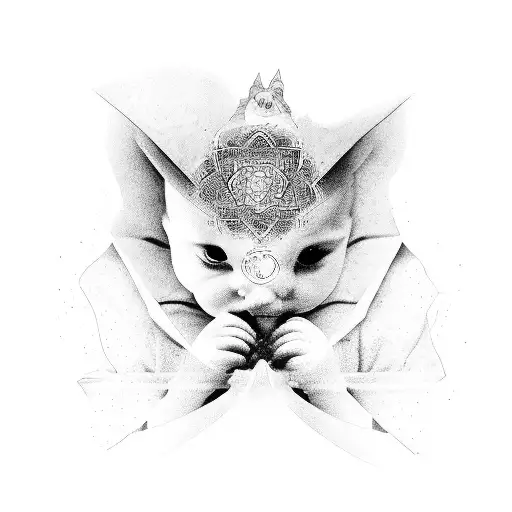 one line art, elepahnt w/ child. Words "El gust de l’amor és dolç,  Quan els nostres cors es troben" connected tattoo design idea