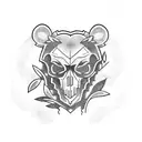 BEAR SKULL LEAFES tattoo design idea