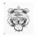 BEAR SKULL LEAFES tattoo design idea