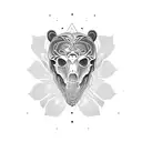 BEAR SKULL LEAFES tattoo design idea