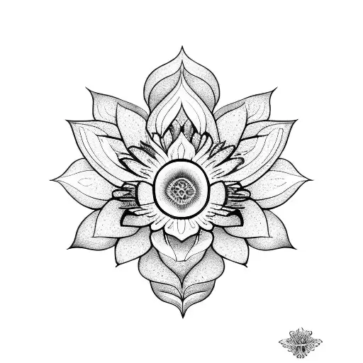 Lotus Flower and Aquarius sign tattoo design idea