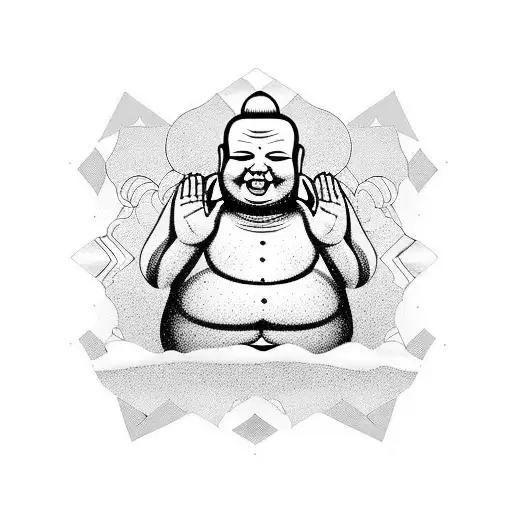 smiling fat buddha tattoo design idea