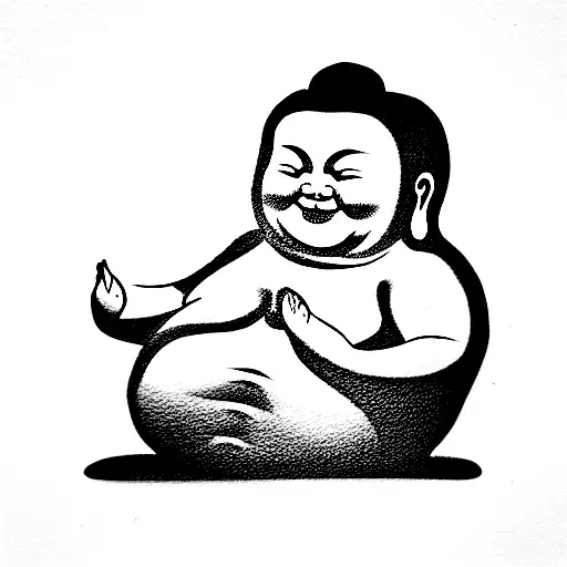 smiling fat buddha tattoo design idea